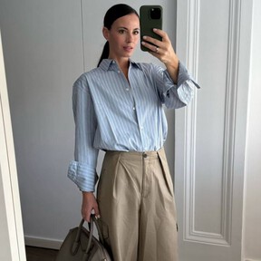 Novedades en Zara: ''Si tuviera que elegir un look como uniforme de oficina apostaría por una camisa de rayas, un pantalón 'paperbag' y un bolso de piel''