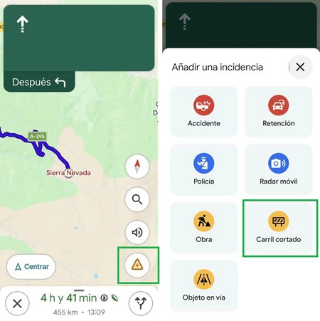 Carril Cortado Notificar