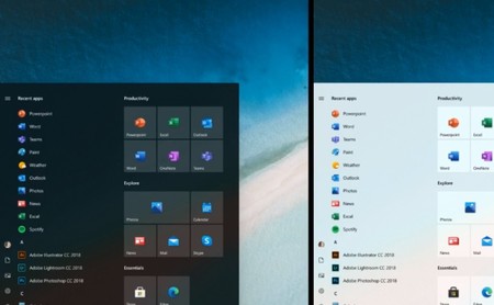 Microsoft muestra un concepto de menú de Inicio de Windows 10 que mantiene las 'Live Tiles', pero con mucho menos color