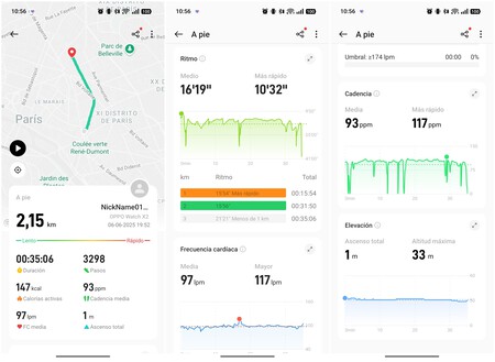 Informe generado por la app al usar un modo deportivo | Imagen: Xataka