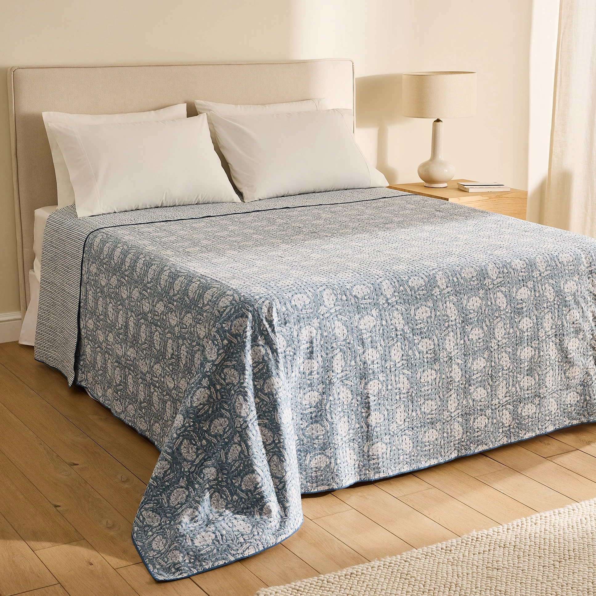 Colcha algodón Le Ciel - Azul Cama 90 cm