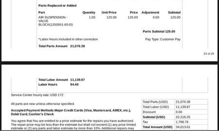 Cybertruck factura reparación tras un bache