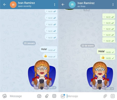 テレグラム X (左) とテレグラム (右)