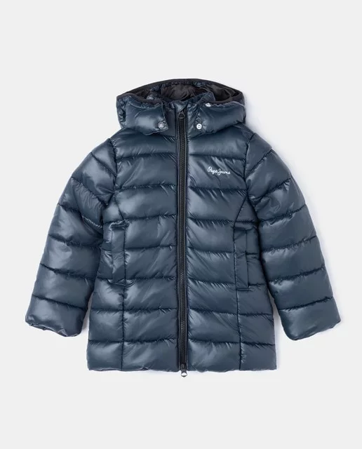 PARKA DE NIÑA LARGO CON CAPUCHA DESMONTABLE EN AZUL