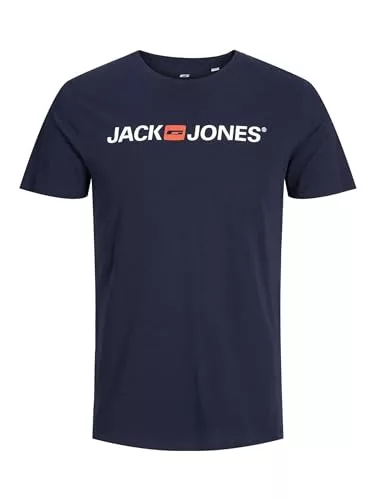 JACK & JONES Jjecorp Logo tee SS Crew Neck Noos, Camiseta Hombre, Azul (Navy Blazer Detail: Slim Fit), X-Large