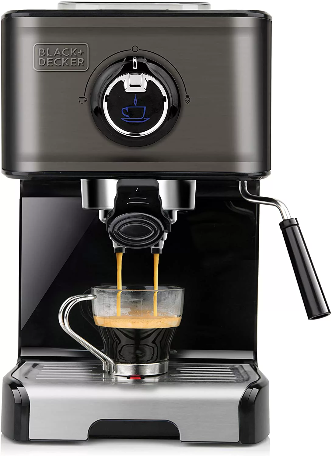 Black+Decker BXCO1200E Cafetera espresso, Acero Inoxidable, Negro