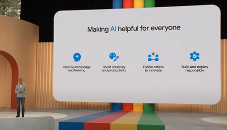 Sundar Pichai durante el Google I/O de 2023, ya con Bard en el centro del desarrollo. Imagen de Google