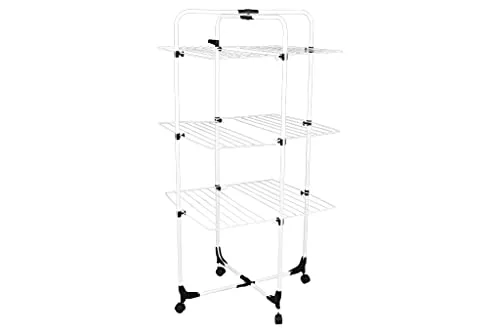 Cofan Tendedero de Torre | Fabricado en Acero Pintado y Polipropileno | Medidas 70 x 60 x 137 cm | 3 Niveles de Tendido