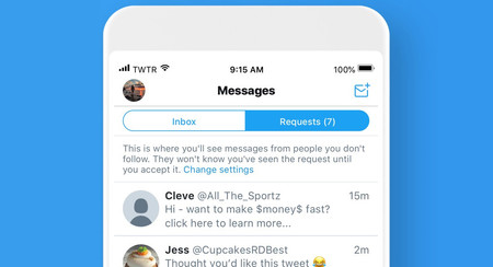 Twitter añade un filtro para que no te llegue spam en los mensajes privados