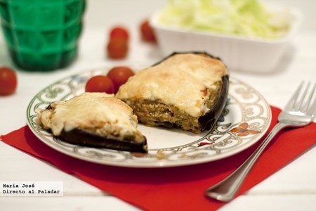 Berenjenas rellenas con pollo. Receta de aprovechamiento con Thermomix
