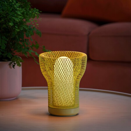 SOLVINDEN Lámpara mesa LED, rejilla a pilas/exterior verde claro