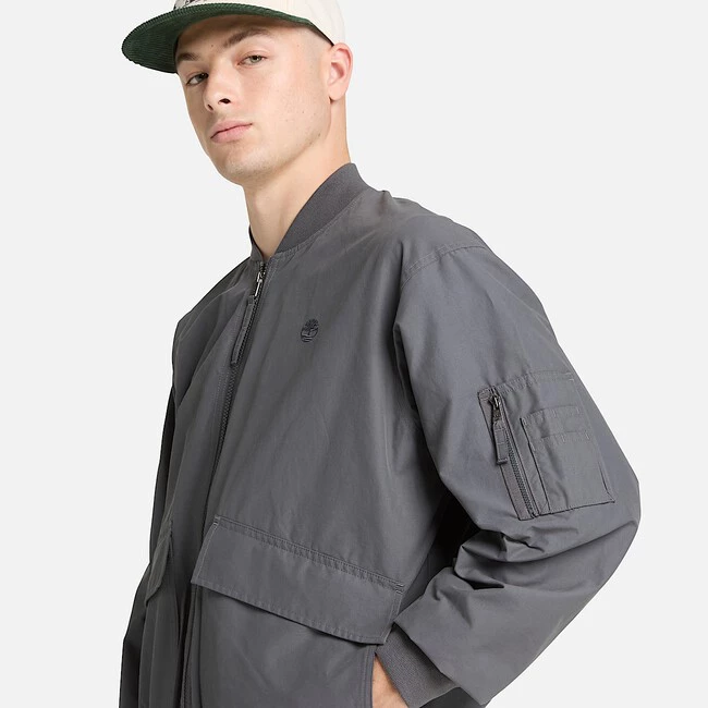 Durable Water Repellent Utility Bomber For Men In Dark Grey Tbl Alt3