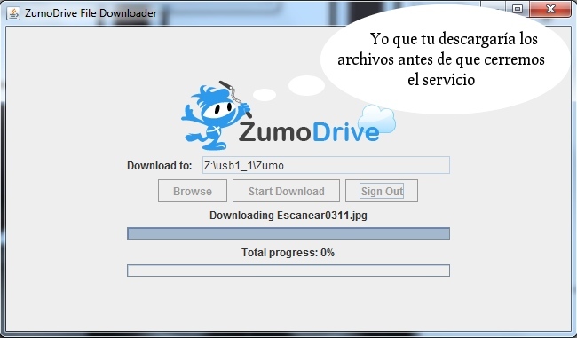Descarga tus archivos de ZumoDrive que cerrará finalmente el 1 de Junio