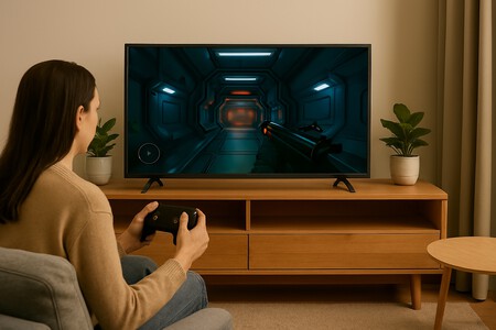 jugando en un televisor