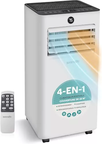 SereneLife - Aire acondicionado móvil 7000 BTU con calefacción, hasta 31 m²