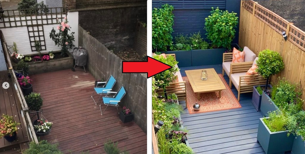 Tenía este patio viejo y oscuro y lo ha convertido en un auténtico oasis urbano: solo ha hecho falta pintura, plantas e ingenio 