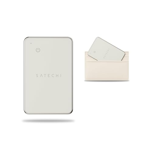 SATECHI FindAll Air Tag Card GPS para Carteras con Apple Find My, Alerta de Olvido, Sonido Potente, Carga Inalámbrica, Tarjeta GPS Ligera, Localizador Cartera para iPhone, iPad, Mac – Beige
