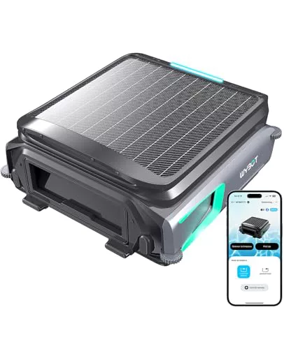 WYBOT F1 Skimmer Piscina con Energía Solar Y Batería, Limpia La Superficie del Agua Automáticamente, App Inteligente, Funciona 24h, para Toda Piscina-Robot Piscina Sin Cables,Verde Oliva