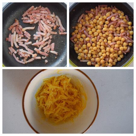 Garbanzos a la carbonara paso a paso