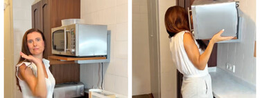 Basta de microondas colgados en la nada: el truco perfecto para una cocina elegante y funcional 