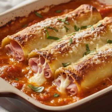 Canelones rellenos de jamón y queso: una receta fácil de hacer y puedes acompañar con todo tipo de salsa
