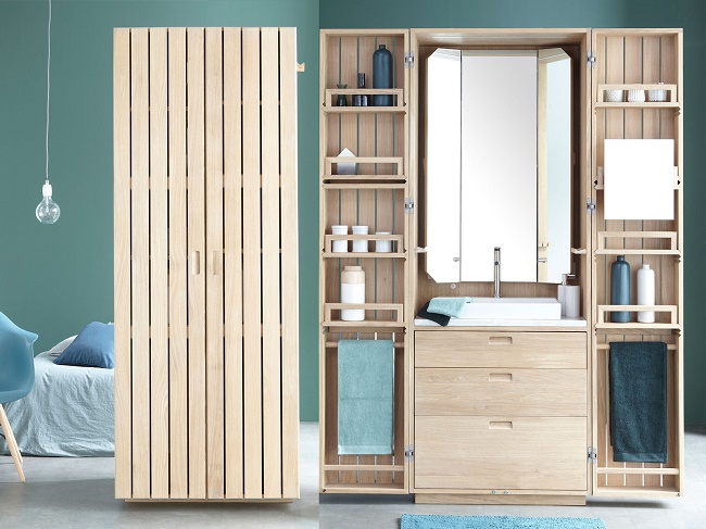 Una buena idea, un baño compacto metido en un armario