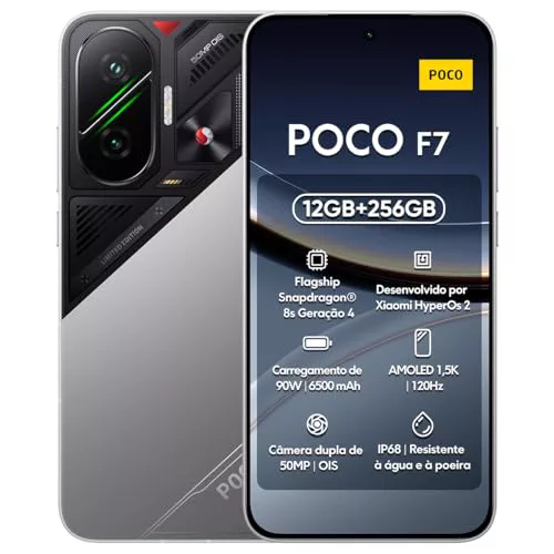 XIAOMI POCO F7 - Smartphone de 12+256GB, Cámara Sony de 50 MP con OIS, Pantalla AMOLED de 6,83'' 1.5K a 120Hz, Snapdragon 8s Gen 4, Hypercharge 90W, Cargador no Incluido, Plata (Versión ES)