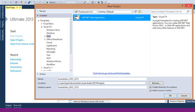 Tutorial de iniciación en ASP.NET MVC con Visual Studio 2013