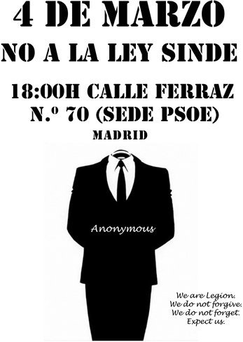 Anonymous lleva su protesta contra la Ley Sinde a las sedes del PSOE