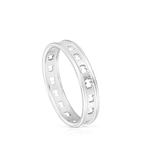 TOUS Anillo de Plata de Primera Ley para Mujer con Motivo de Oso Talla 12, Elegante y Moderno, Colección Bear Row