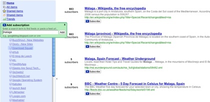 Google Reader muestra el número de suscriptores de cada feed