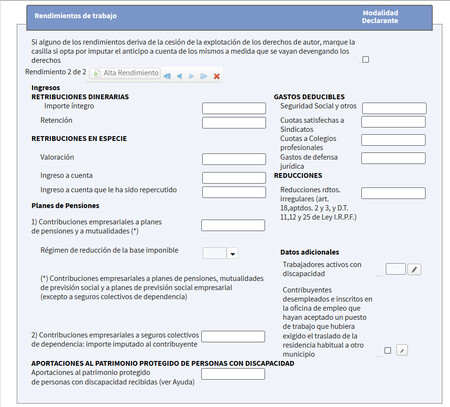 Simulador Renta2021 Rendimientos