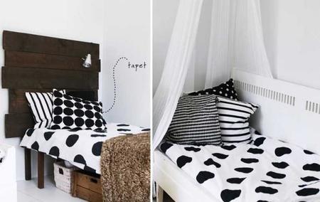estampados gráficos en blanco y negro para decorar el dormitorio de tu bebé