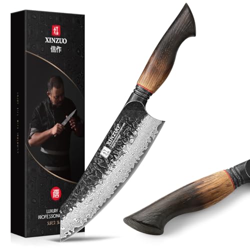 XINZUO Acero Damasco 19,3cm Cuchillo Santoku