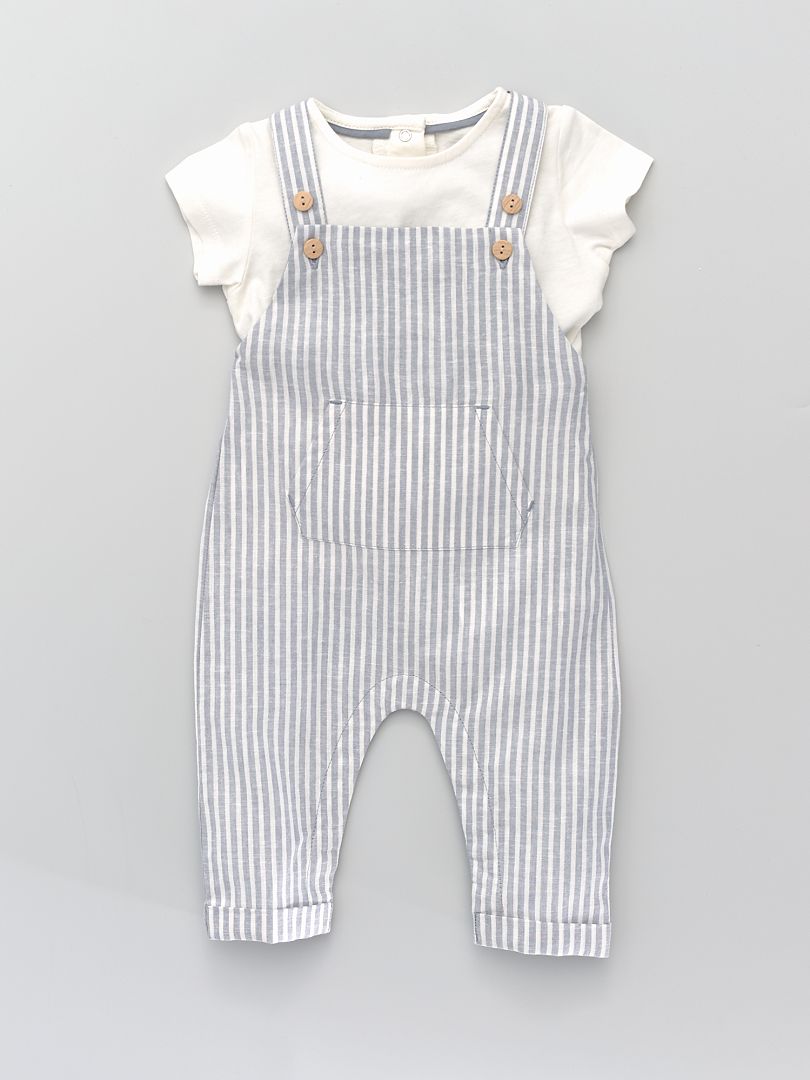 Conjunto camiseta + peto - blanco a rayas