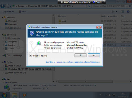 Otorgando permisos a setup.exe