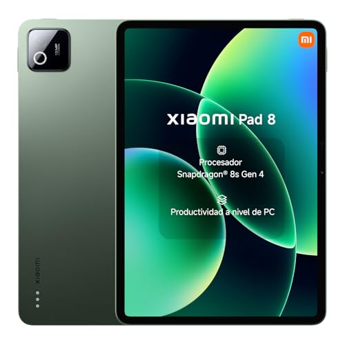 XIAOMI Pad 8 - Tablet de 11.2" 3.2K (Snapdragon 8s Gen 4, 8GB de RAM, 128GB de ROM, WiFi 7, 1 año de garantía Extra, batería de 9200 mAh, Cargador no Incluido), Verde (Versión ES)