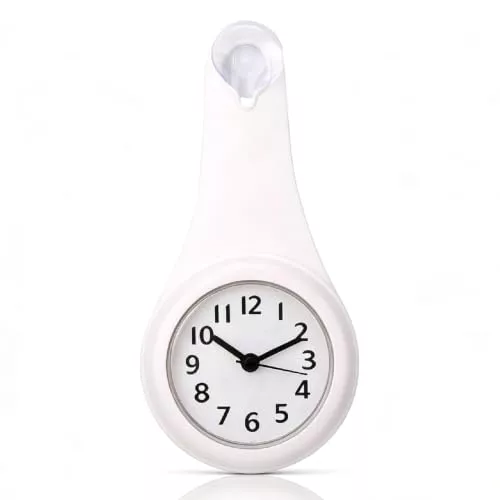 HERCHR Reloj de Pared pequeño Resistente al Agua con Gancho, Mini Reloj silencioso para el baño, la Cocina y el Dormitorio, Blanco