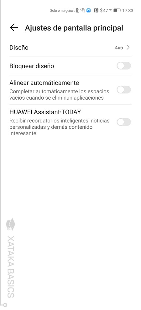 Ajustes Pantalla Principal