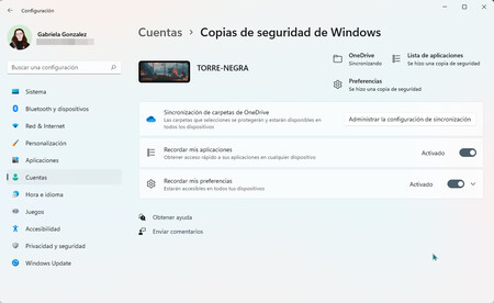 Configuración de copia de seguridad de Windows 11