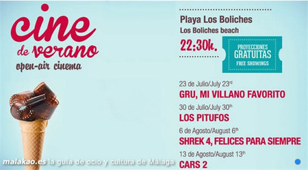 Cine infantil para familias con niños en la playa de los Boliches (Fuengirola)