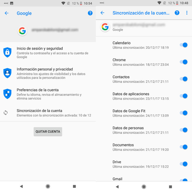 Copias Seguridad Android cuenta de Google