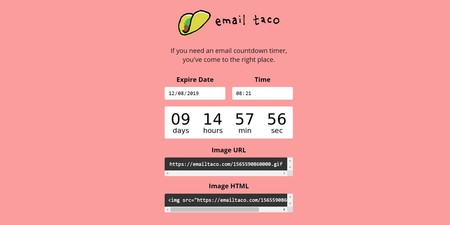 ¿Necesitas enviar una cuenta atrás en un correo electrónico? Email Taco es una solución en formato gif