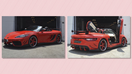 Este Porsche Boxster parece salido de 'GTA' y se vende en España: Supra por delante, Mégane por detrás y casi 60.000 euros
