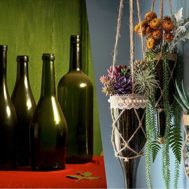 Cómo hacer un macetero colgante con botellas de vino vacías para reutilizarlas y evitar tirarlas