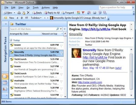 Usa Twitter en Outlook con TwInbox