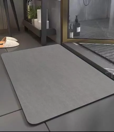 SOBEAU 40X60cm Alfombra de Baño Antideslizante, Alfombra Diatomita Baño, Súper Absorbente Microfibra Alfombrilla Baño, Rápido y Lavable Tapete Baño para Bañera y Ducha, Gris