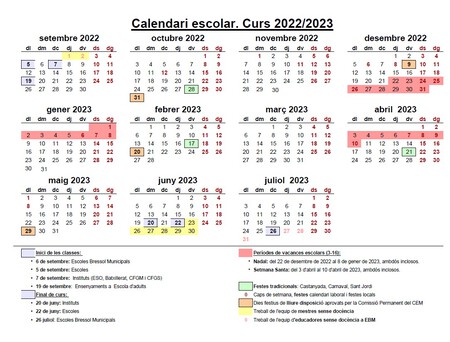 Calendario Escolar Cataluña 22 23
