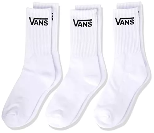 Vans Crew (US 1-6, 3-Pack) Calcetines Hombre, White 2, One Size Unisex Niños