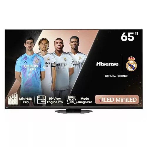 Hisense 65U8NQ - Mini-LED Televisor, 65 Pulgadas,con Quantum Dot Colour, 2.1.2 Sonido multicanal, Modo Juego de 144Hz VRR 240 fps, Dolby Vision IQ & Dolby Atmos, Procesador Hi-View Engine (Nuevo 2024)
